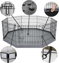 Foldable Metal Dog Exercise Pen/Pet Puppy Playpen Kennels Yard Fence - Gray / 24''H / Playpen+Bottom Pad - image 2