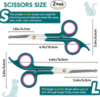 Professional Dog and Cat Grooming Scissors, Pet Grooming Shears - Green 2 in 1 - image 2