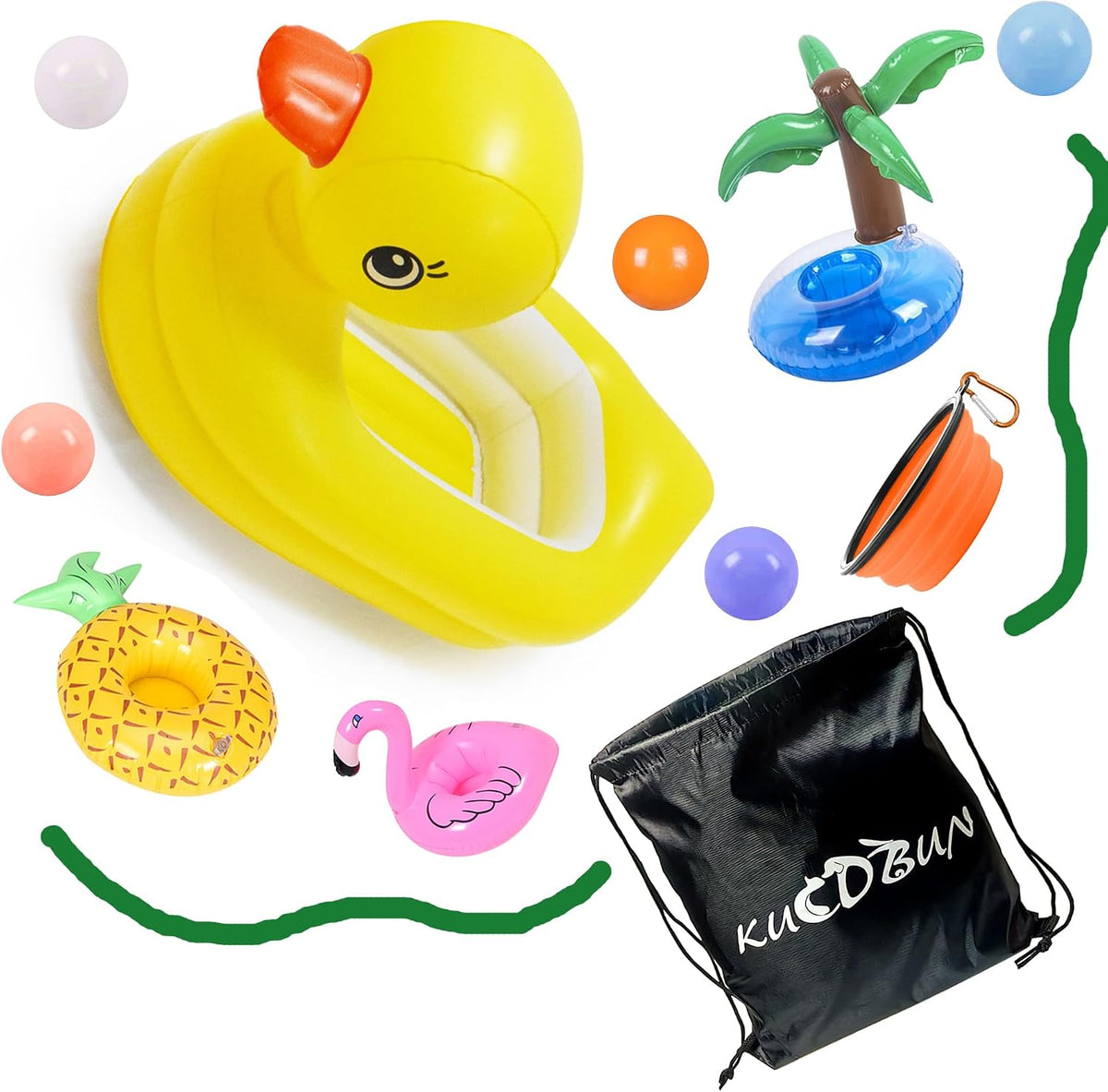 Dog Pool Floats Set, Dog Float Raft with Collapsible Dog Bowl - Yellow - image 4