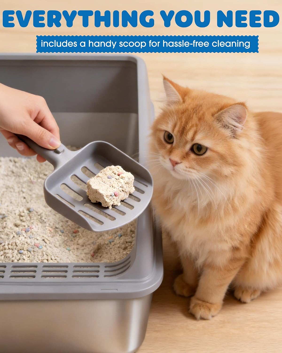 Powools Stainless Steel Cat Litter Box, High-Sided, M - XL (2 Packs) / Grey - image 2