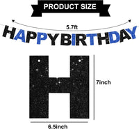 BEISHIDA Pre-Strung Glitter Pink Happy Birthday Banner Party Sign - Black Blue - image 2