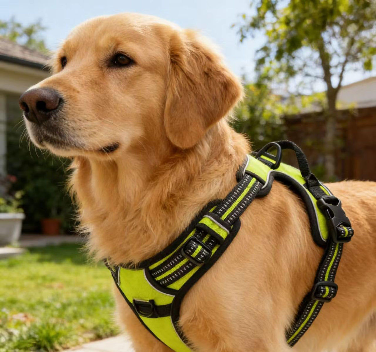 Blue No-Pull Dog Harness with 2 Leash Clips，Soft Padded Vest - X-Large / Green - image 3