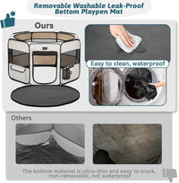 PETSFIT Portable Dog Playpen 36", Removable Waterproof Mat - Grey / Medium (36"x36"x21") - image 2