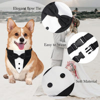 GOYOSWA Dog Tuxedo Suit Wedding Bandana Collar with Bow Tie - Small: Neck 12.5"-21" - image 3