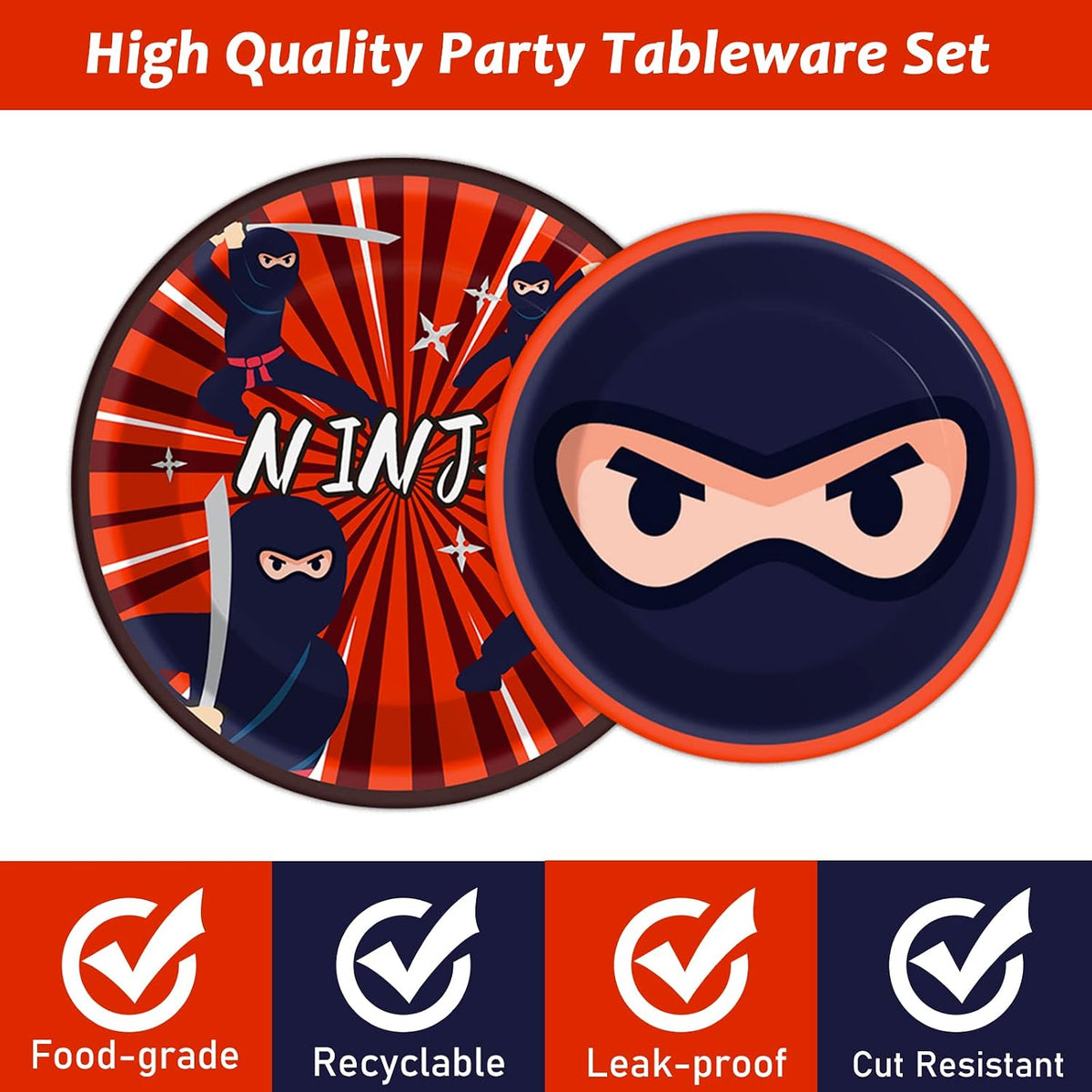 Tevxj navy blue and silver happy birthday tableware set with plates, napkins and forks for 24 - view 34