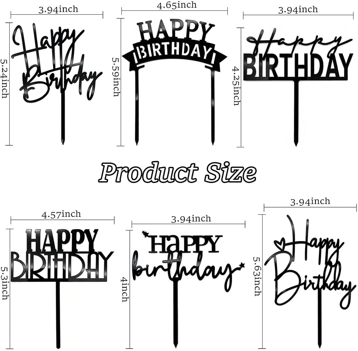 Gold Birthday Cake Topper - Black - image 2