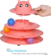UPSKY Cat Toy Roller 3-Level Turntable Cat Toys with Six Colorful - A-Red - image 3