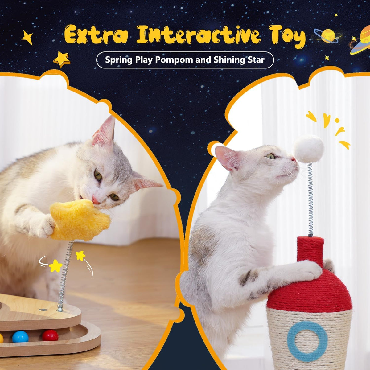 PETEPELA Mushroom Cat Scratching Post for Kittens & Small Cats - Rocket Red / 24.8" - image 4