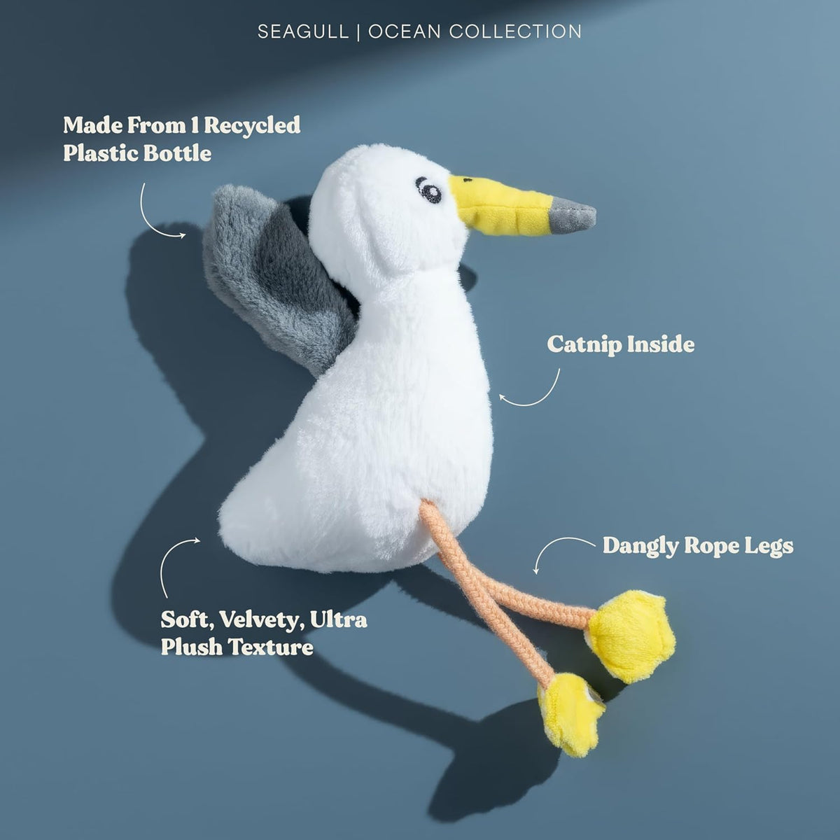 Premium Plush Cat Toy, Whale Cat Toy, Eco Friendly, Catnip - Sally the Seagull - image 2