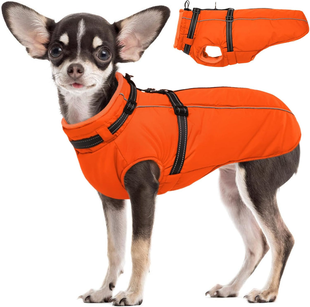 Dog Coat for Large Dogs Waterproof Dog Jacket with Harness Built in – Essentials for Dogs - Small / Orange