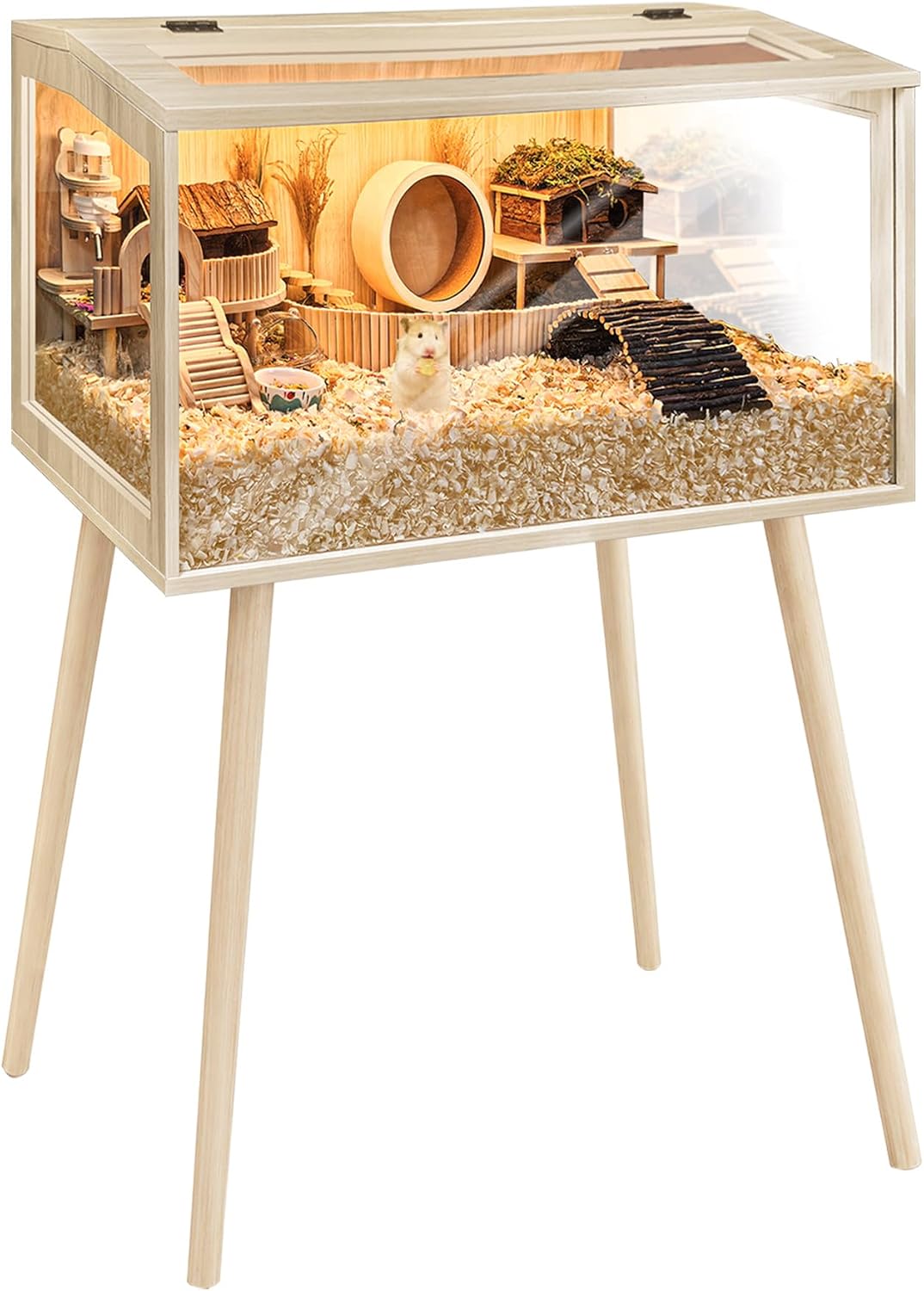 PROLEE Small Animal Cage, Hamster Cage Wooden Roof - 24.0"L x 16.0"W x 40.0"H / Wooden Roof