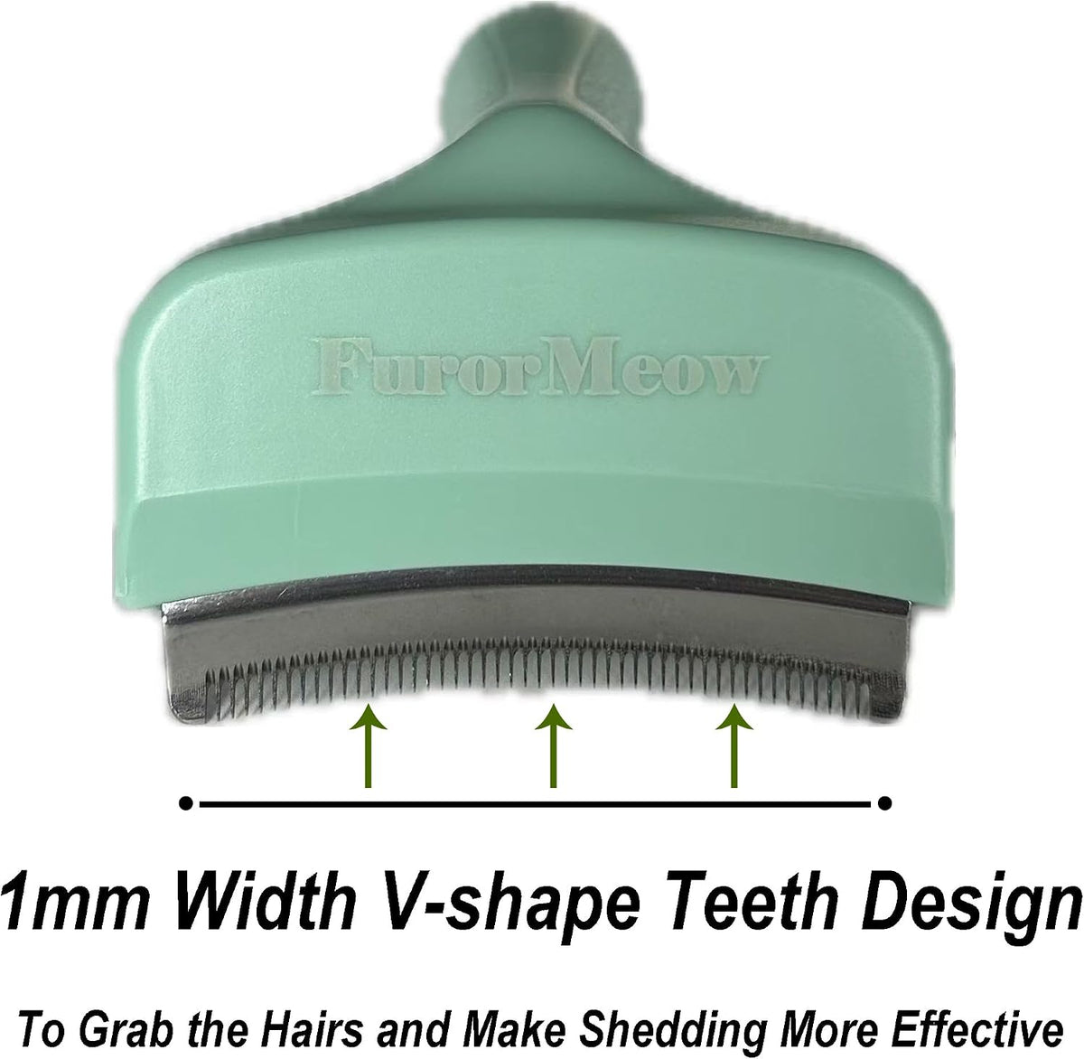 Pet Deshedding Tool with Curve Blade, Cat Grooming Brush - Small / Green - image 3