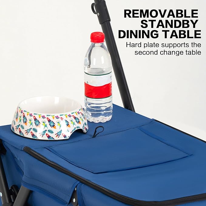 Pet Stroller Cat Dog Stroller Travel Folding Pet Carriers（Blue）