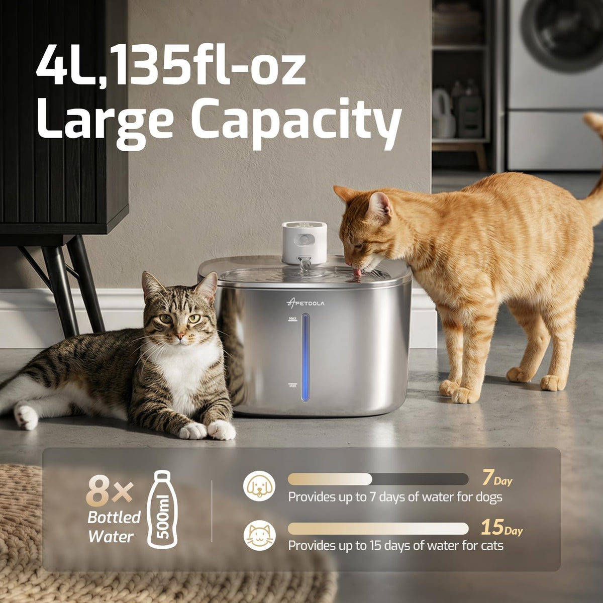 Wireless Cat Water Fountain Filter - White Cat Fountain+1 Set Filter - image 2