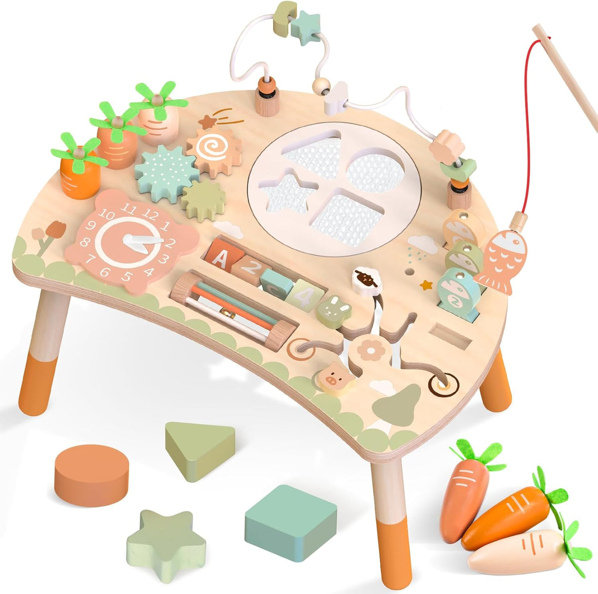 Montessori Wooden Activity Table for Toddlers 1-3