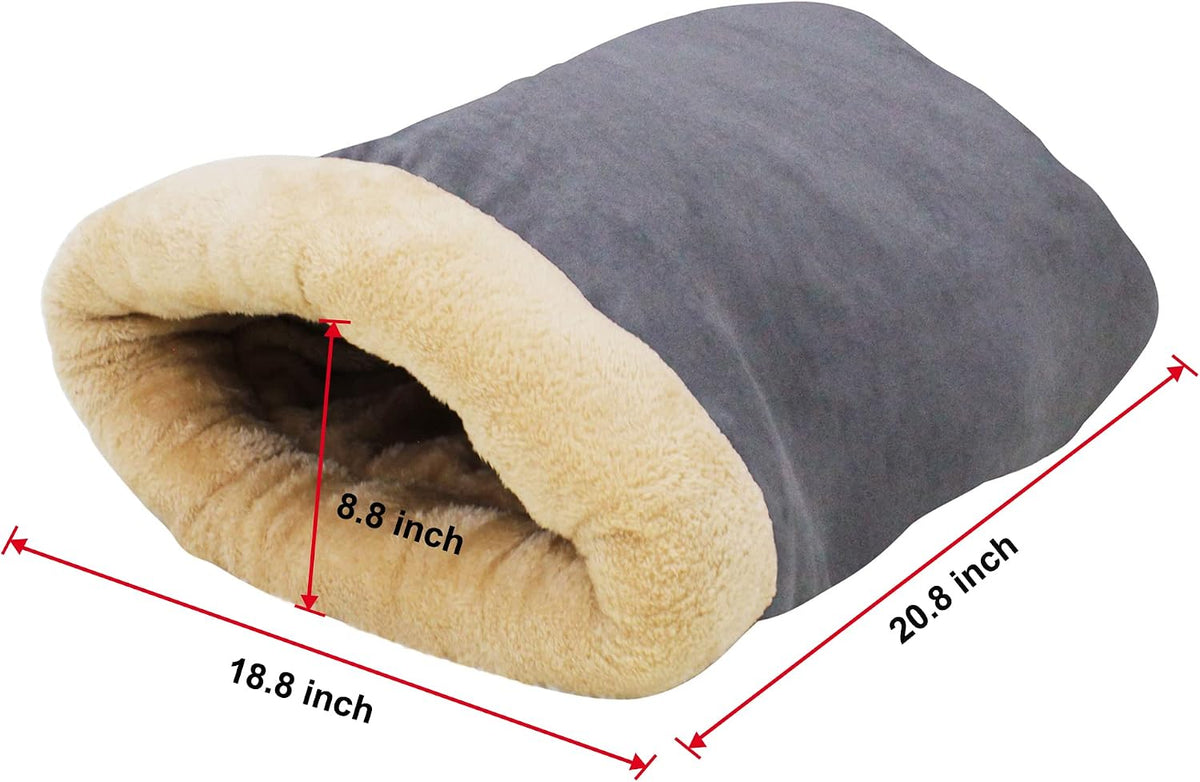 4 in 1 Self Warming Burrow Cat Bed Hideway Sleeping Cuddle Cave – Essentials for Cats - Gray - image 4