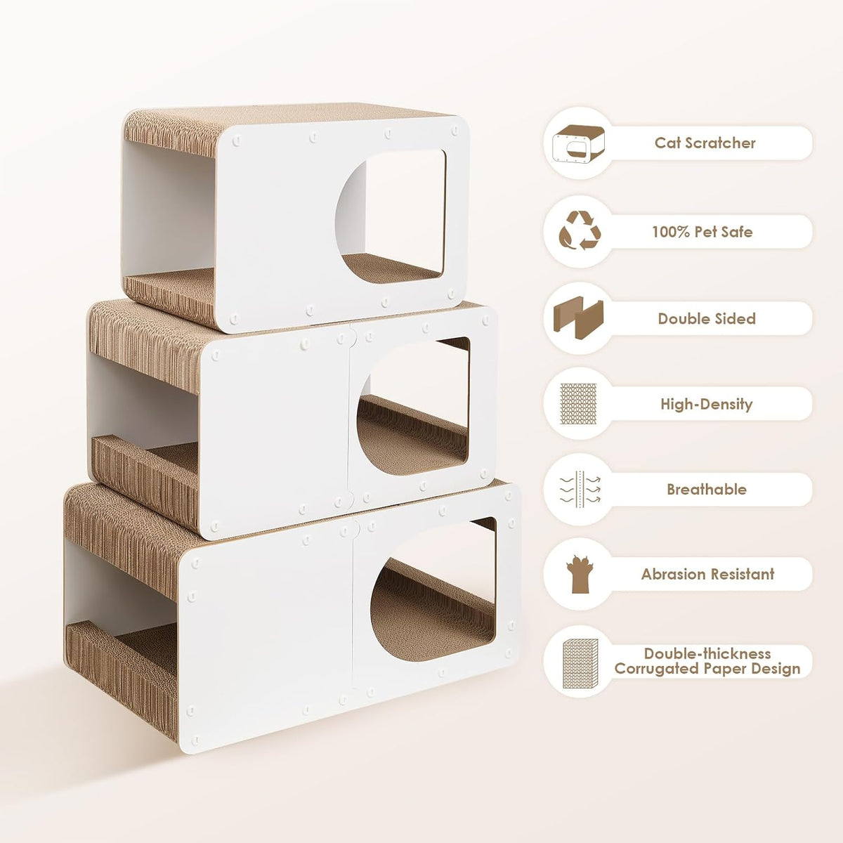 EHEYCIGA Cardboard Cat Scratcher House - 23x13x11.4inch / White - image 2