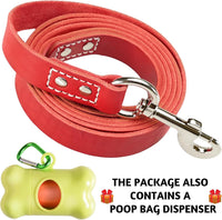 ADITYNA Leather Dog Leash for Large, and Small Dogs - L - 6 ft x 3/4 inch / Red - image 4