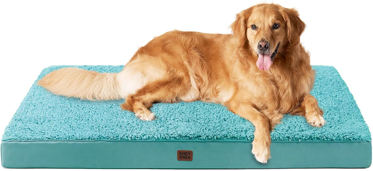 EHEYCIGA Orthopedic Dog Bed Large with Removable Washable Cover - 44*32*3.5 inches / Turquoise Blue