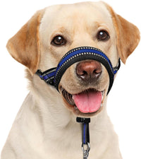 Soft Dog Head Collar, Patented Padded No Pull Training Head Halter – Essentials for Dogs - Blue / XL (Snout 12"-17.5")