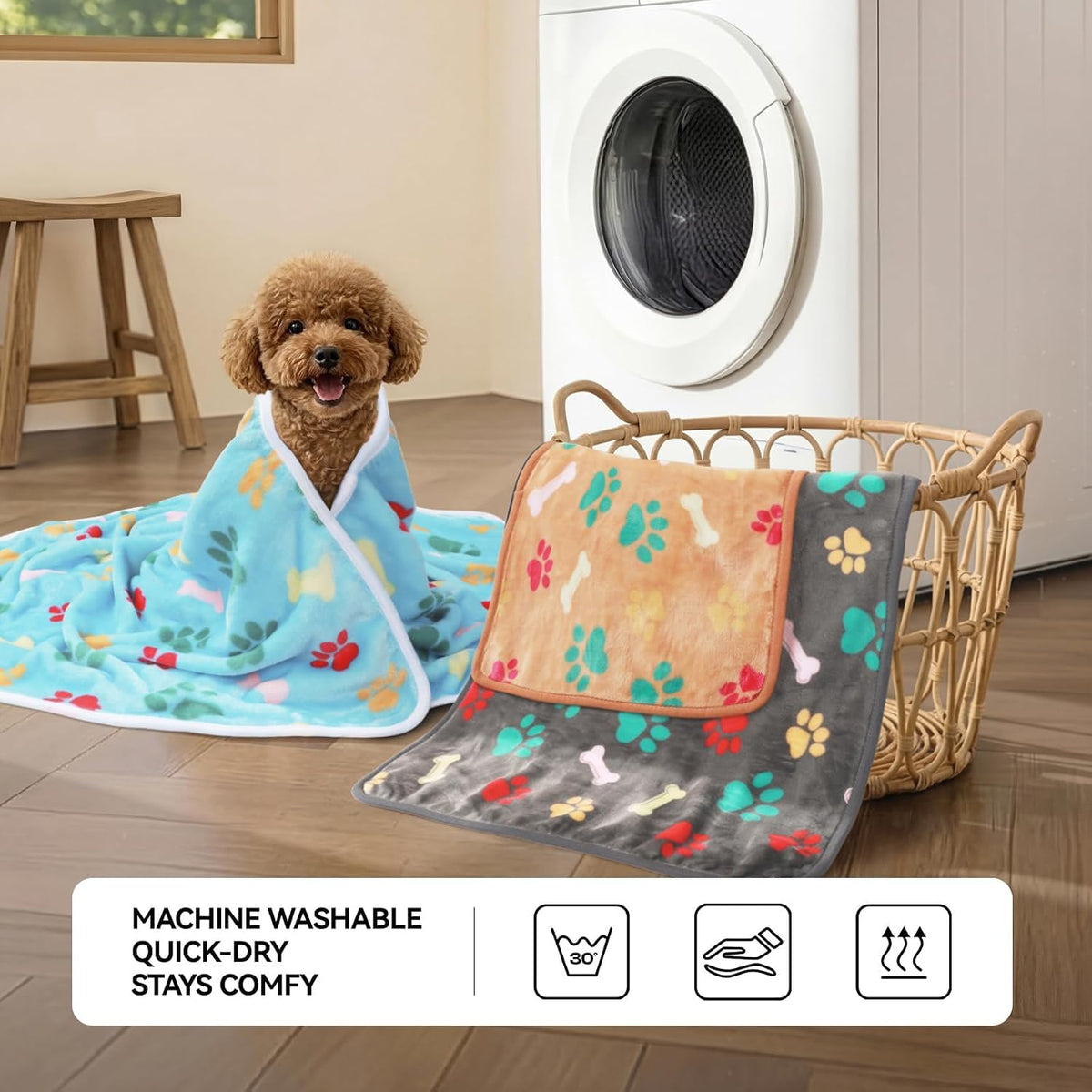 LINENLUX Dog Blankets 3-Pack - Bones and Claws-3pcs / 23x16 inch - image 4