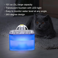 Wonder Creature Crystal Cat Water Fountain Stainless Steel Lid - Blue+1 Filter+1 Sponge - image 2