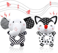 XIXILAND Baby Rattles 0-6 Months Newborn Toys Infant Toys 0-3 Months - Black&White-6