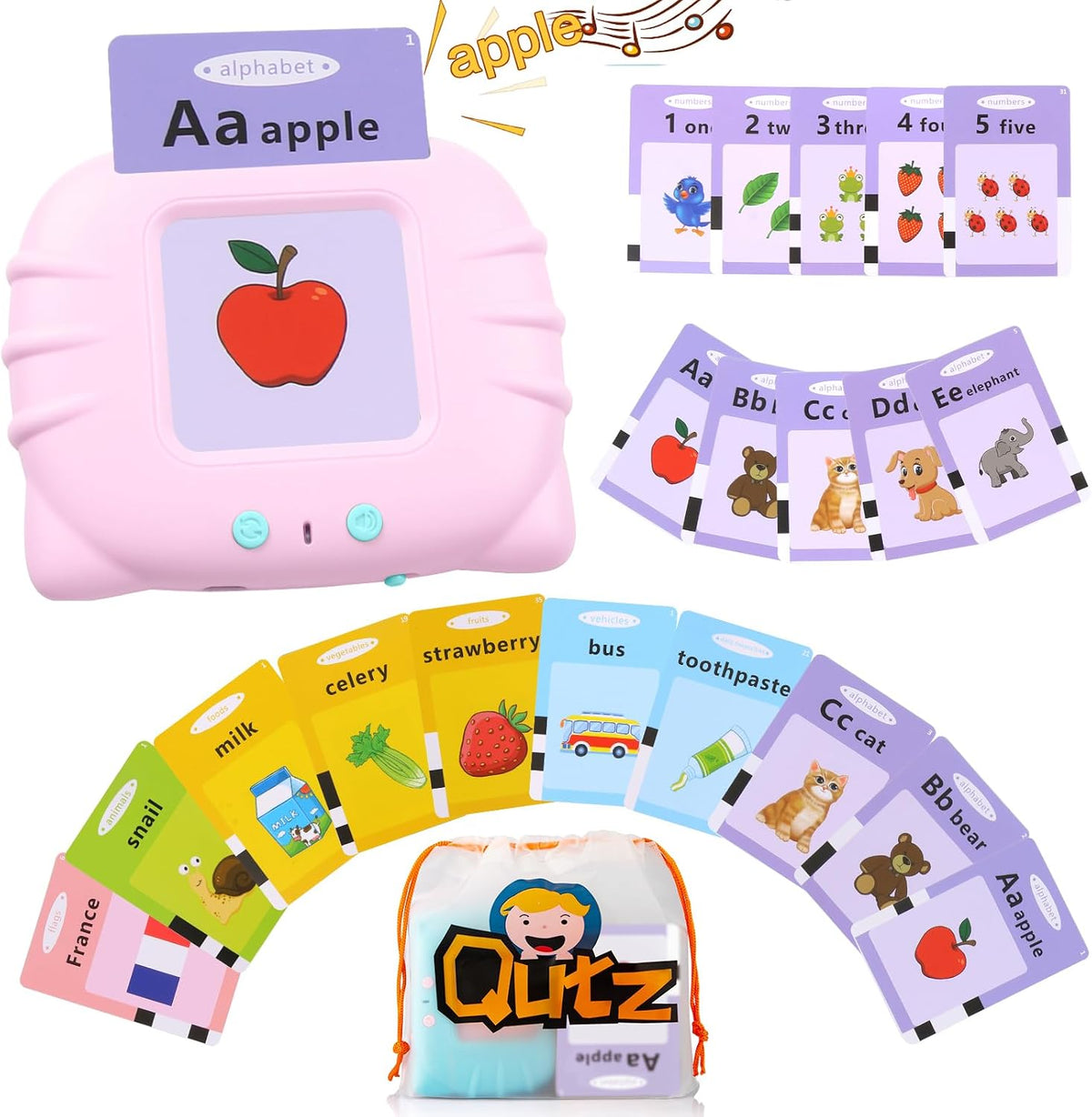 QuTZ Phonics Learning Toy for Preschool Kids - Pink / Basic 248 Words ABC+123