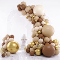 RUBFAC Gold Balloons Different Sizes Chrome Gold Balloon Arch Kit - Brown Series