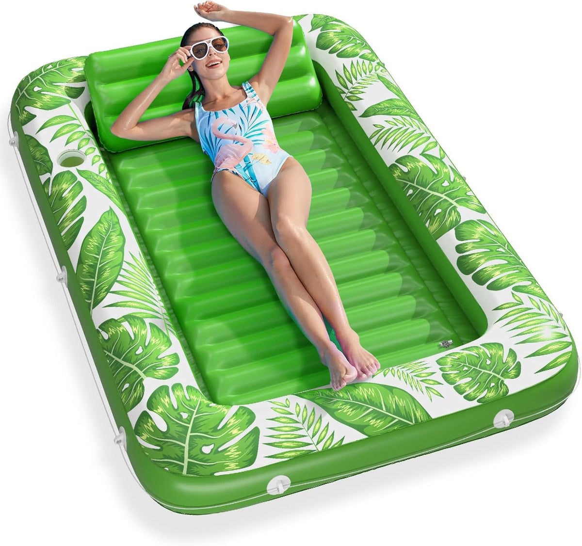 Inflatable Tanning Pool Lounger Float - Green / Large