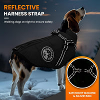 Winter Dog Coat with Harness Built in Waterproof Dog Jackets Warm Pet - Black / 4XL(Suggest 30-45 lbs) - image 3