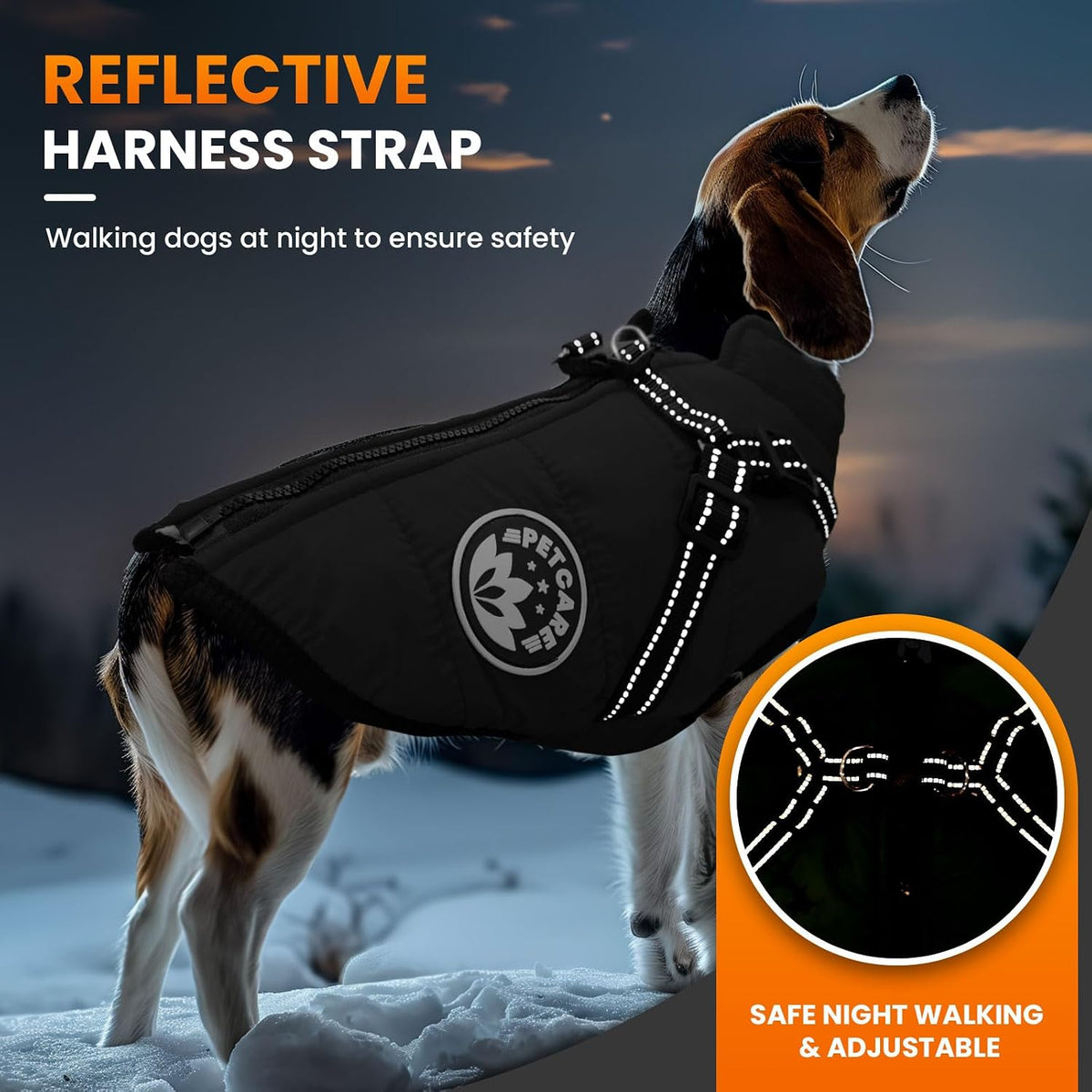 Winter Dog Coat with Harness Built in Waterproof Dog Jackets Warm Pet - Black / 4XL(Suggest 30-45 lbs) - image 3