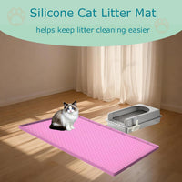 Cat Litter Mat, Silicone Large Cat Mat for Litter Box - 25"L x 19"W / Pink - image 3