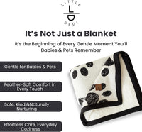 Small Pet Blanket, 100% Organic Cotton - Black Paw/ Beige - image 4
