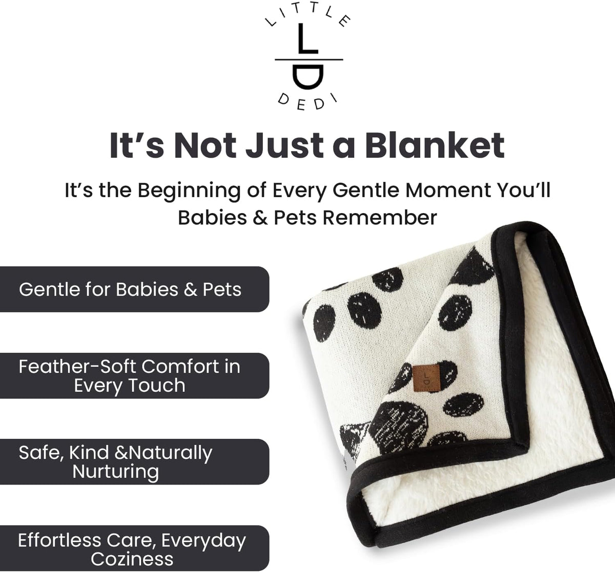 Small Pet Blanket, 100% Organic Cotton - Black Paw/ Beige - image 4
