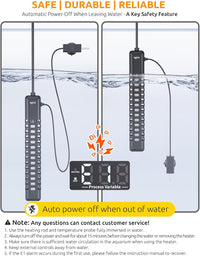 SEAOURA 500W Aquarium Heater for Fish Turtle 70-80 Gal Thermostat - 50-60 Gallon Tank - image 4