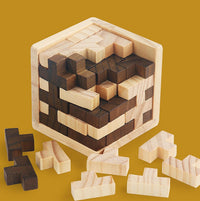 Wooden Brain Teaser Puzzles Cube Stocking Stuffers Wooden Puzzles - Brown and Natural - image 3