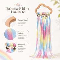 MEROCO 2-pack rainbow ribbon wands with natural wood rings and six fabric ribbons each - view 17