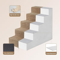 EHEYCIGA Dog Stairs for High Bed 22.5" H, 5-Step Dog Steps for Bed, Pet Steps for Small Dogs and Cats, Non-Slip Balanced Pet Ramp Indoor, Camel