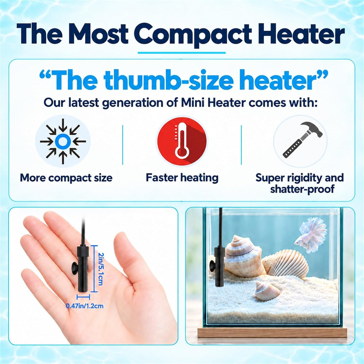 Thumb-Sized 15W Super Mini Aquarium Heater with Digital Display - For Aquariums ≤ 1 Gal - image 2