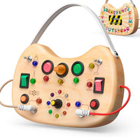 UdoUto Montessori Wooden Busy Board for Toddlers with LED Lights - Busy Board
