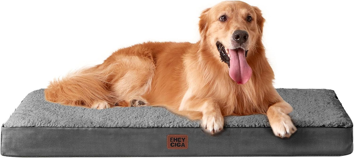EHEYCIGA Orthopedic Dog Bed Large with Removable Washable Cover - 41*27*3.5 inches / Grey