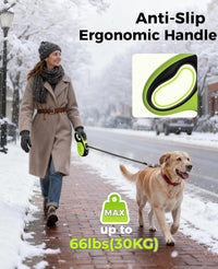 Retractable Dog Leash with Light, 360° Tangle-Free - Green with LED light / Medium-16.4ft - image 2
