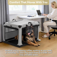 PETSFIT Portable Dog Crate for Medium Large Dogs - 36.0"L x 24.0"W x 23.0"H / Light Gray(With Mat) - image 3