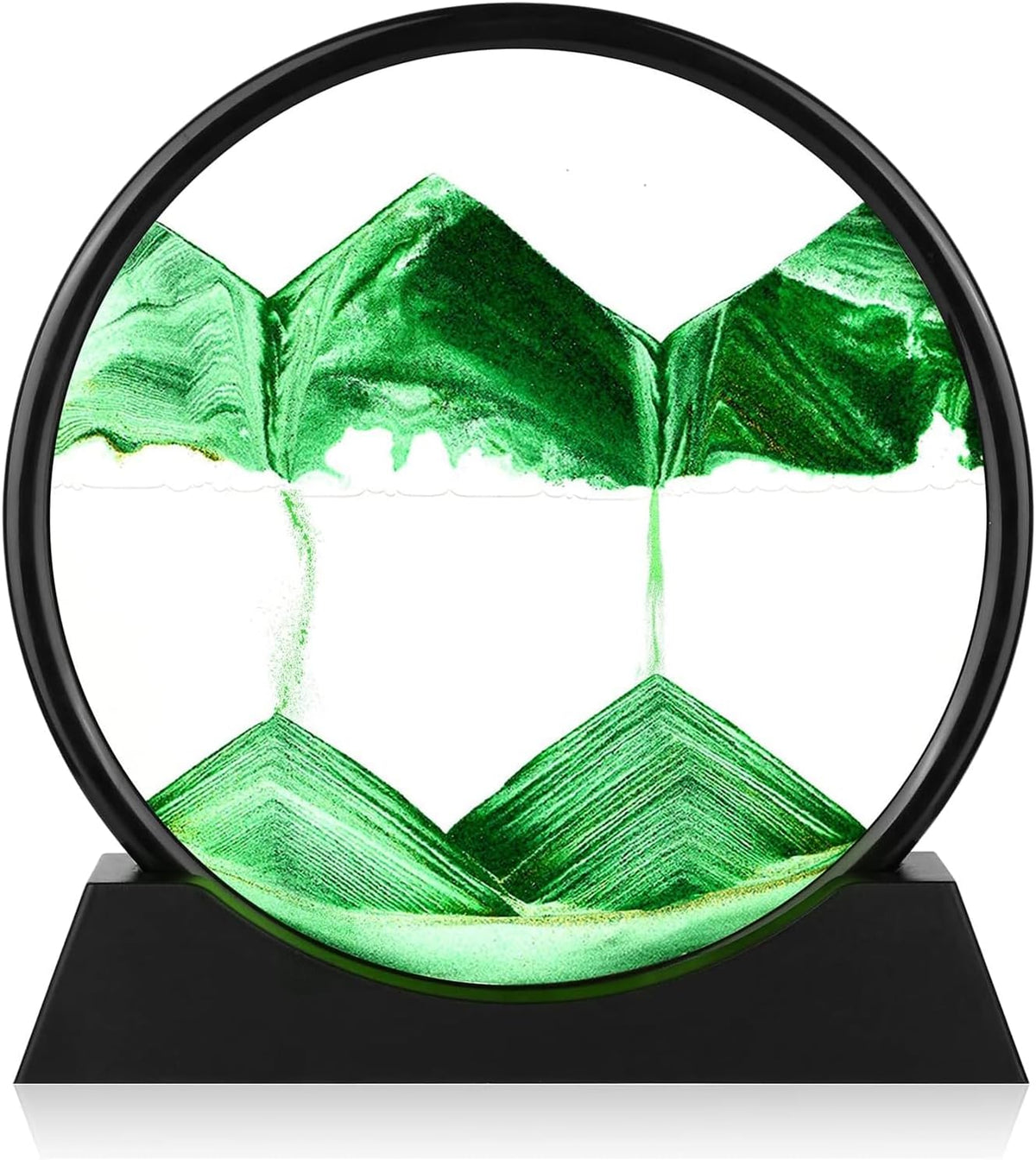 GEKETY 3D moving sand art picture in a round glass frame with layered blue sand - view 5