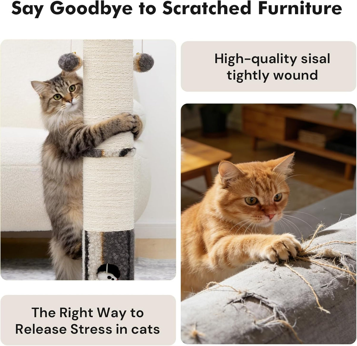 34" Tall Cat Scratching Posts - Grey - image 3