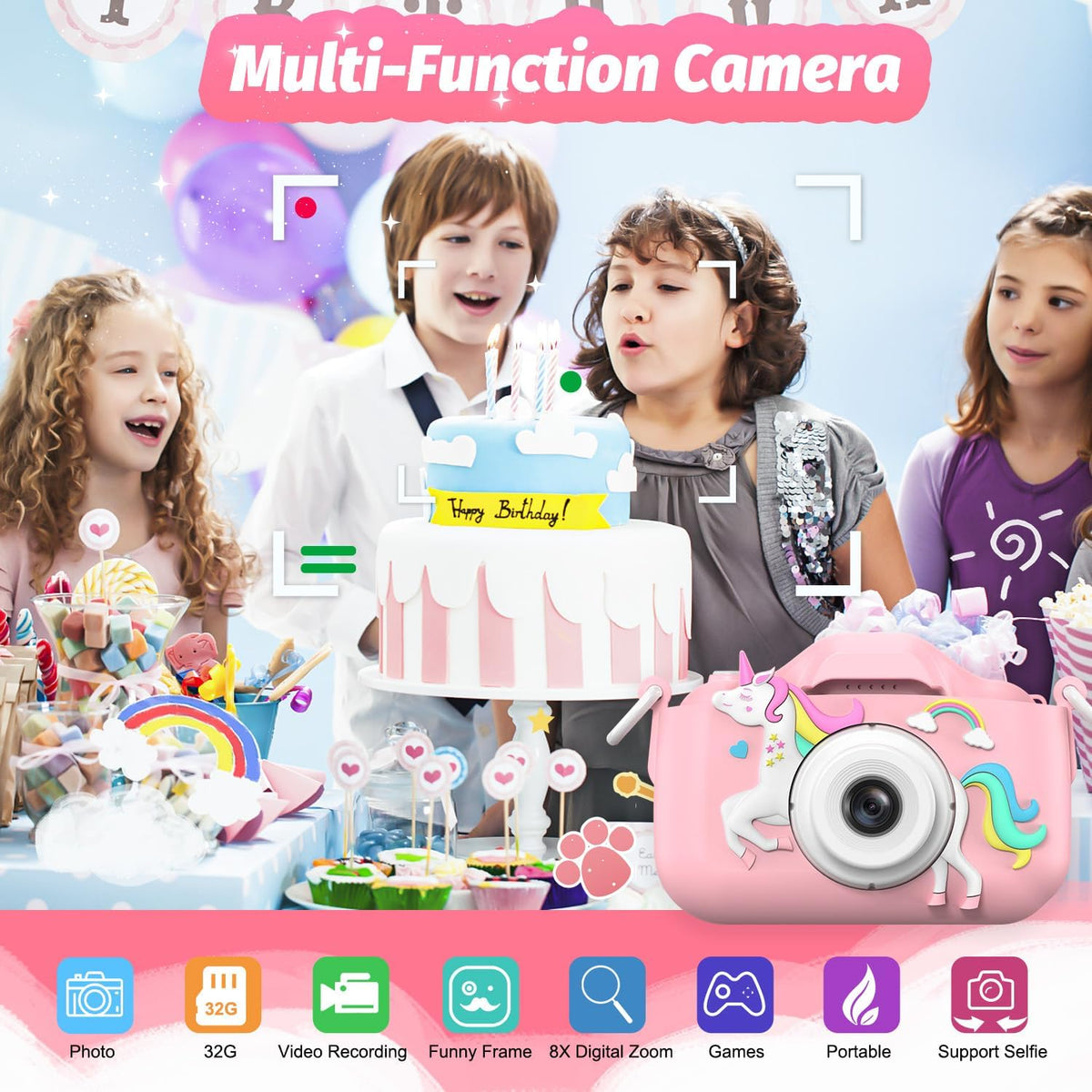 Goopow Kids Selfie Camera Toys for Girls Age 3-9 - Pink - image 2