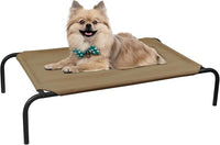 PHYEX Raised Pet Cot for Small Pets, Elevated Dog Bed with Breathable Mesh, Sturdy Steel Frame for Indoor & Outdoor Use, Non-Slip Design, Easy Clean, 33-Inch Brown