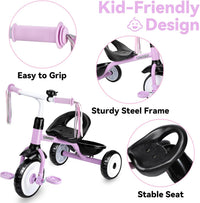 Liberry Toddler Tricycle for 2 3 4 Years Old Girls 3 Wheel Bike - Purple - image 3