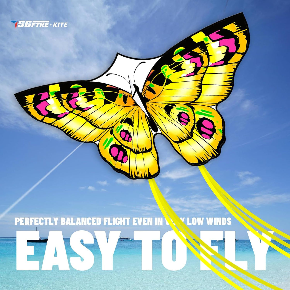 SGftre Colorful Butterfly Kite - Yellow - image 2